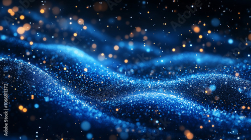 Wavy Sparkling Blue Background for New Year