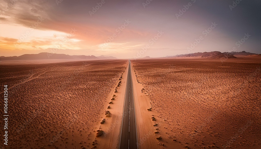 Long asphalt desert road. Long asphalt desert road.