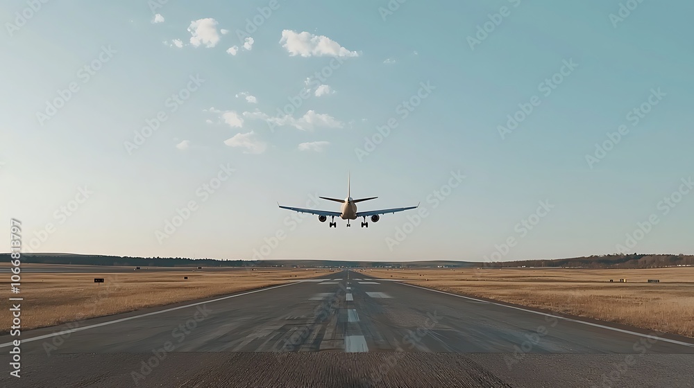 A large airplane is flying over a runway A large airplane is flying over a runway