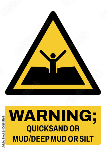 ISO warning safety signs tex variation_warning ; quicksand or mud-deep mud or silt_portrait size a4/a3/a2/a1