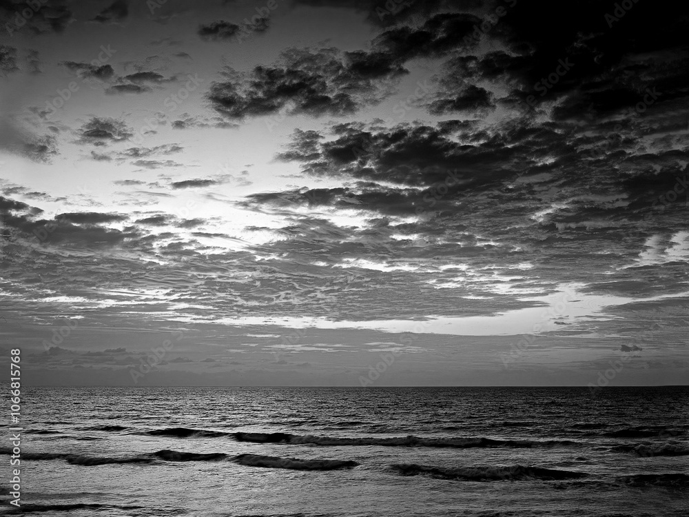 Black and White HDR Sunset Natural Background Black and White HDR Sunset Natural Background