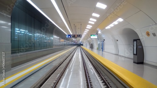 City metro station with empty tracks, representing urban transit and fast city travel