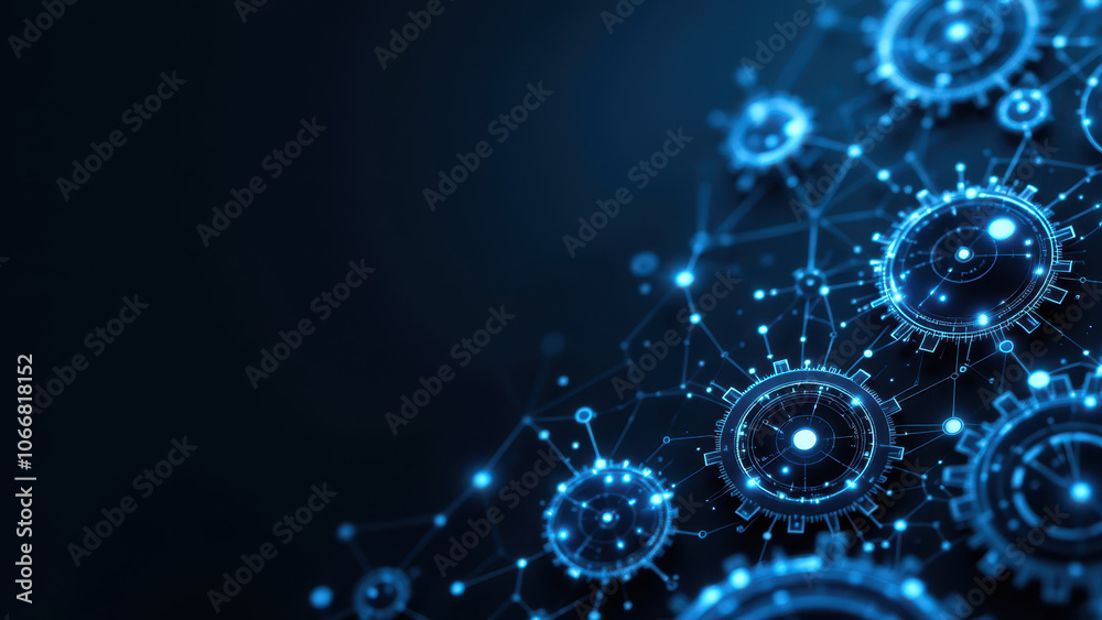 Ci/cd network with glowing nodes and a dark blue background. Ci/cd network with glowing nodes and a dark blue background.
