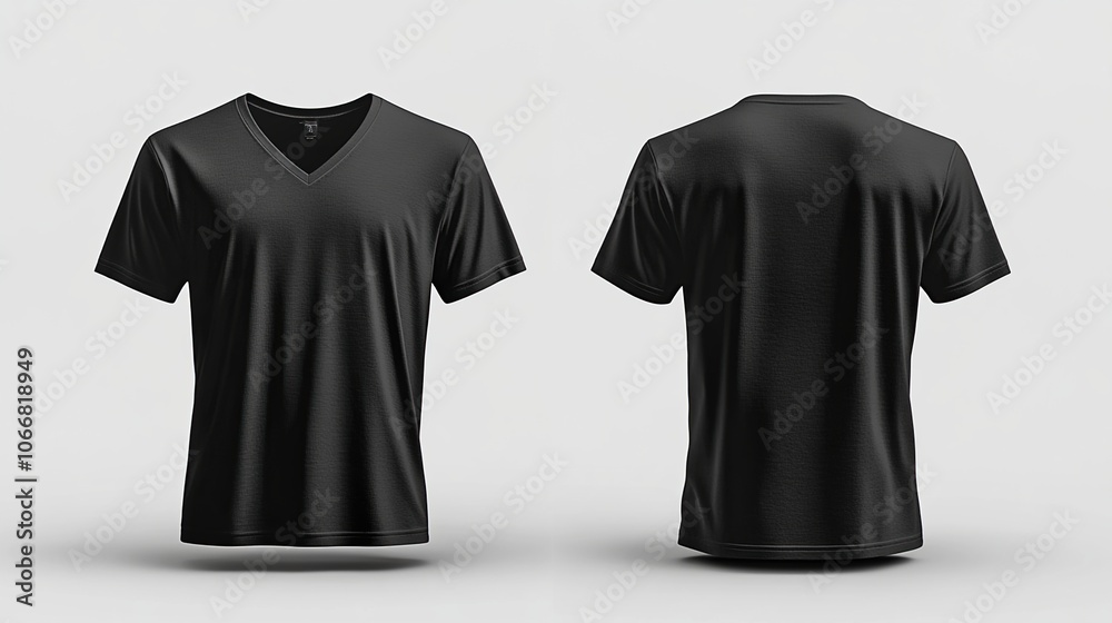 Black V-Neck T-Shirt Mockup Black V-Neck T-Shirt Mockup