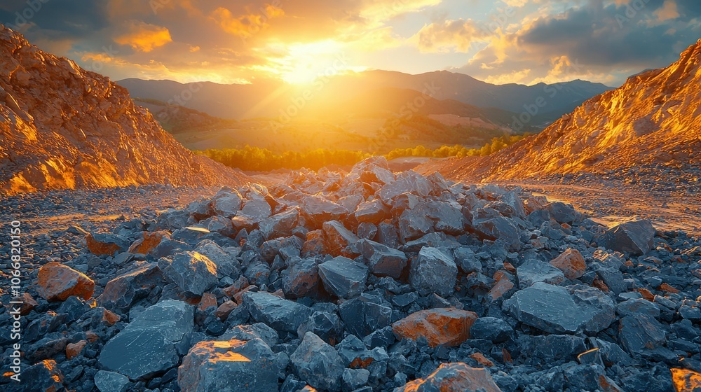 Naklejka premium Rocky Mountain Landscape at Sunset