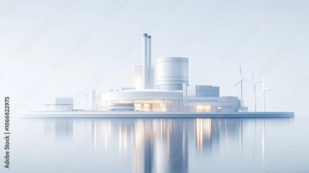 Obraz premium nuclear power facility, highlighting its advanced reactor core integrated with renewable energy systems.
