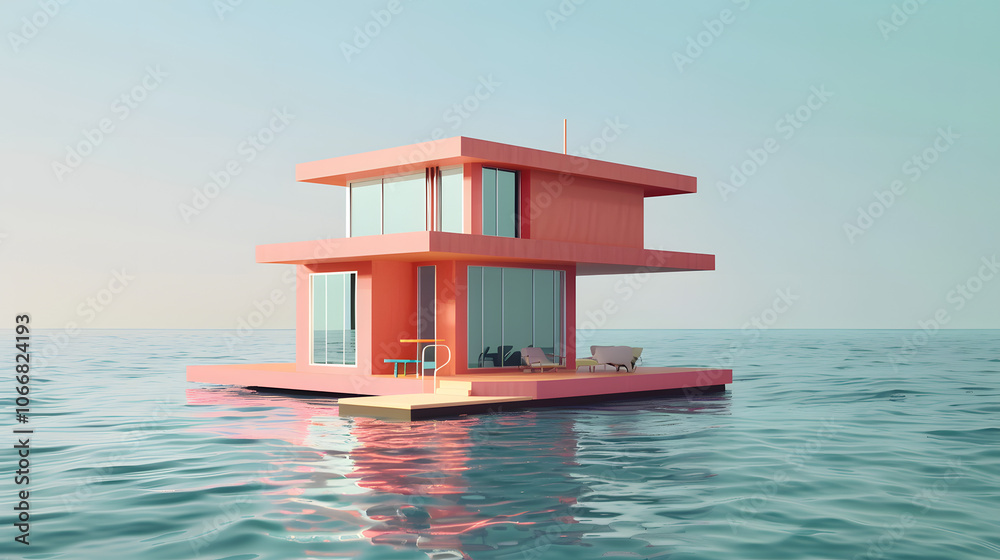 Floating House design 3d Isometric Floating House design 3d Isometric