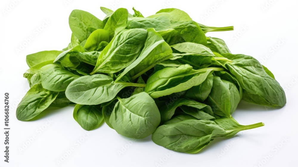Fresh Green Spinach Leaves Isolated on White Background for Healthy Eating and Cooking Concepts Fresh Green Spinach Leaves Isolated on White Background for Healthy Eating and Cooking Concepts