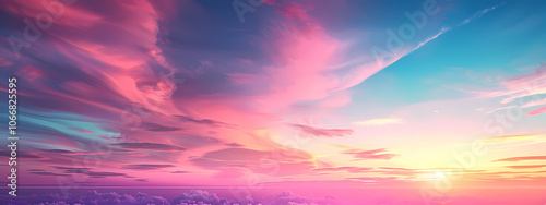 A stunning sunset sky with vibrant hues of pink, purple, and blue, creating a serene and dreamy atmosphere.