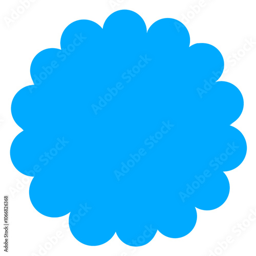 A soft blue circle wit a wavy or scalloped edge resembling flower petals