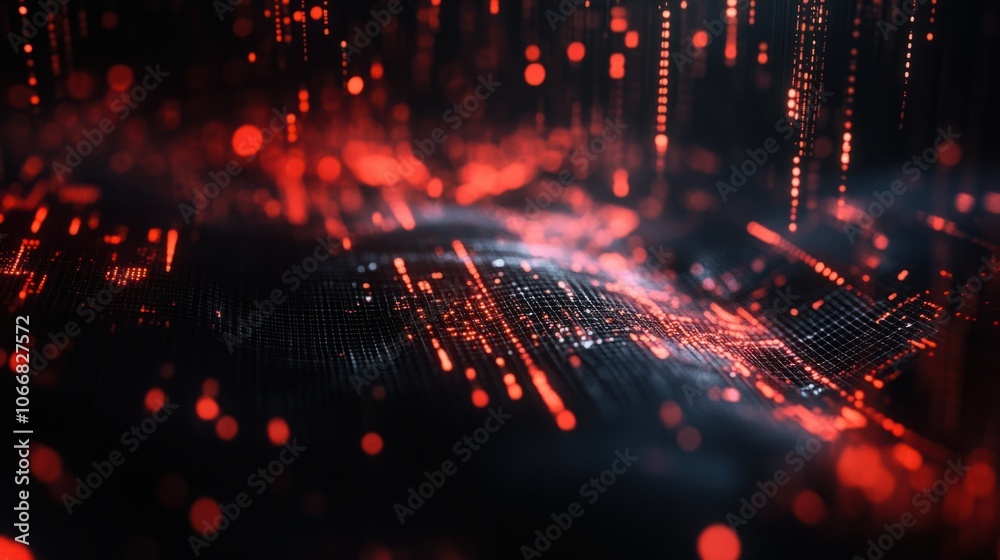 Abstract binary code on a dark background, symbolizing data processing and tech security Abstract binary code on a dark background, symbolizing data processing and tech security