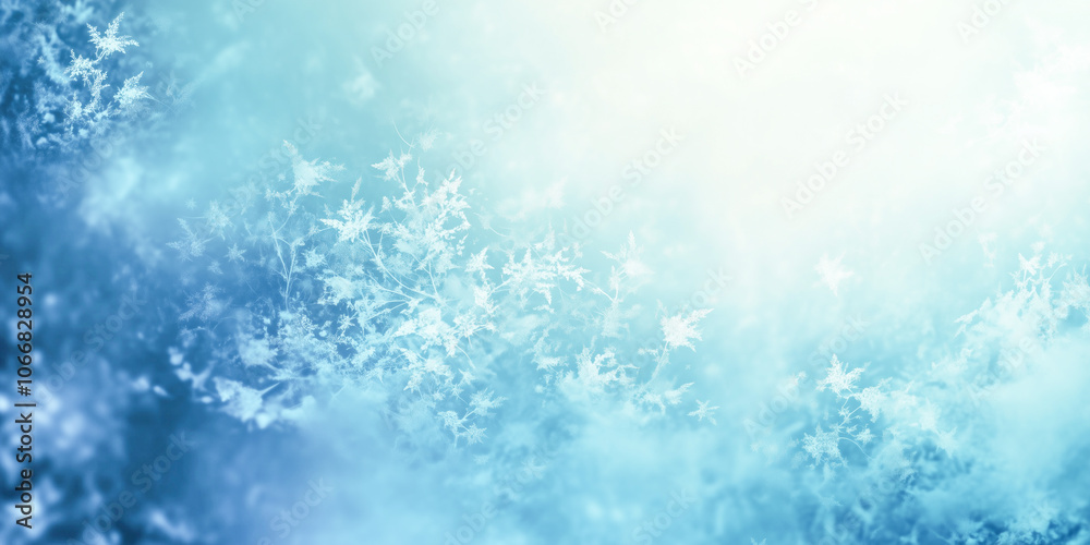 Soft abstract winter frost on light blue background, creating a serene seasonal design with copy space Soft abstract winter frost on light blue background, creating a serene seasonal design with copy space