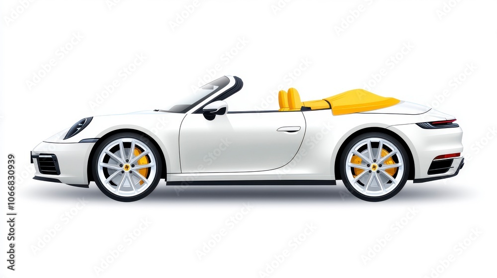 Fototapeta premium Elegant Convertible Sports Car with Yellow Accents