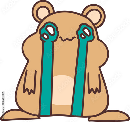 Cute Illustration of a funny hamster crying