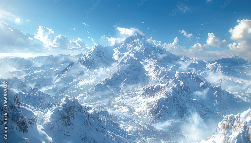 A Stunning Aerial View of a Snow-Covered Mountain Range