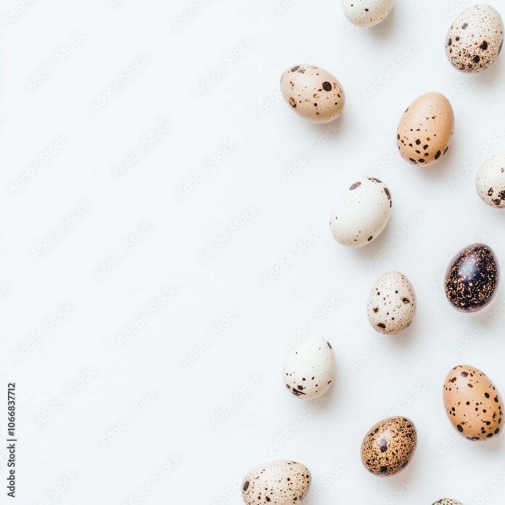 Easter concept with quail eggs and flat lay. Easter concept with quail eggs and flat lay.