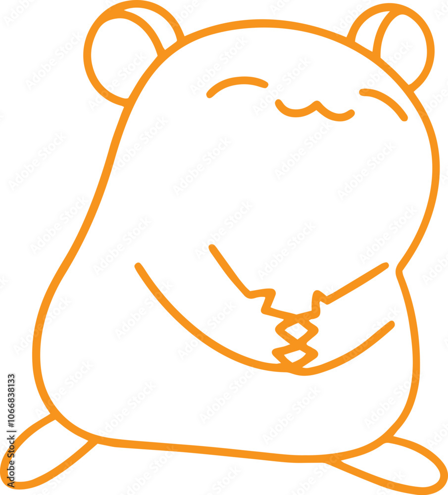 Line art illustration of a smiling cute hamster Line art illustration of a smiling cute hamster