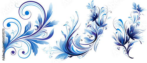 Elegant Blue Floral Vector Designs