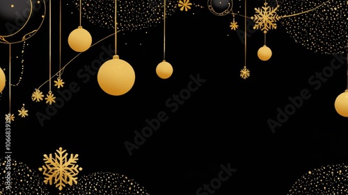 Refined black and gold Christmas decorations with aristocratic luxury for an elegant holiday