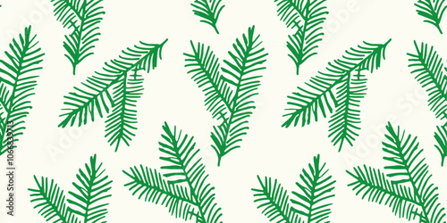 Winter Christmas pattern with  green fir branches , illustration for a greeting card, Christmas, New Year's party, invitations,postcards, decorations, packaging, wrapping paper, gift boxes
