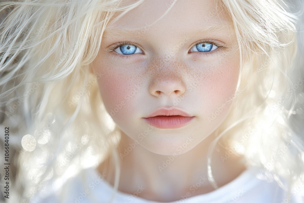 Portrait of a young girl with white hair. Perfect for websites, blog posts, or social media. Portrait of a young girl with white hair. Perfect for websites, blog posts, or social media.