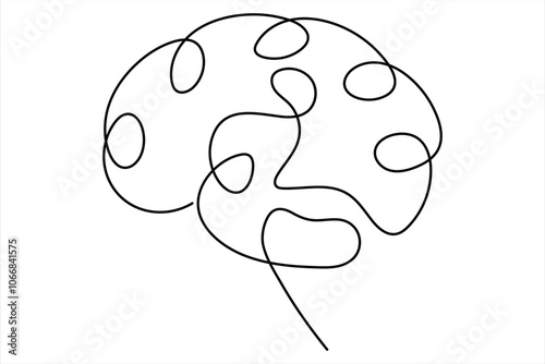 Human brain continuous one line drawing concept of Hand drawn minimalism style. brain line art vector illustration