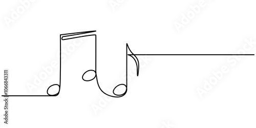Musical Notes continuous line drawing with color shapes, Music line art, Musical Note Continuous Line Art Illustration, Musicals line, Musical Note Continuous Line Icon.