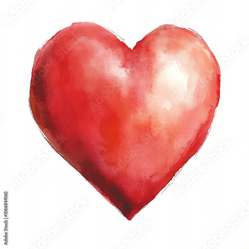 Abstract Red Heart Painting on White Background