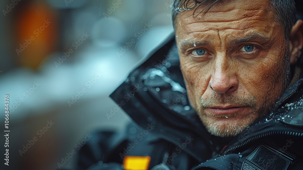 Portrait of a Man in Uniform with an Intense Gaze Portrait of a Man in Uniform with an Intense Gaze