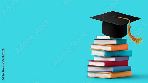 A stack of books with a black cap on top of them