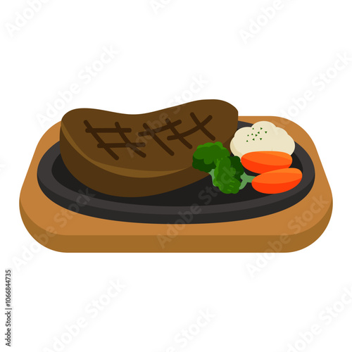 カフェ・レトロ喫茶　ステーキ単品イラスト