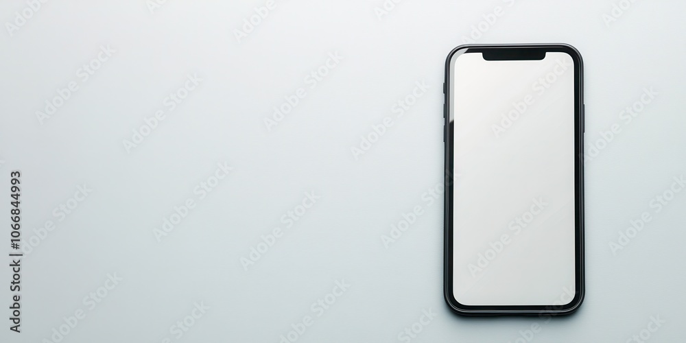 Smartphone on a light surface, minimalistic design with blank screen. Smartphone on a light surface, minimalistic design with blank screen.