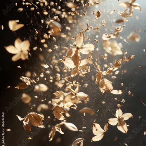 Abstract composition of dried clematis seeds & light