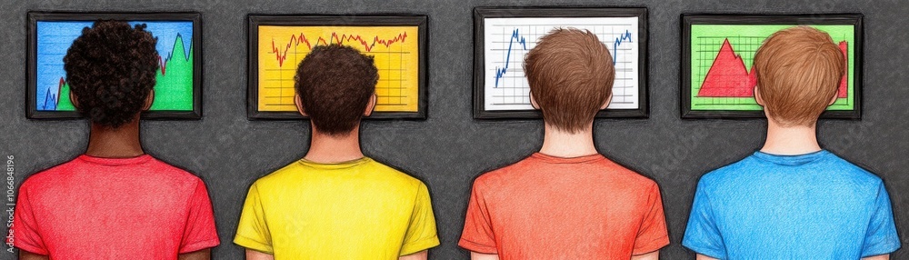 Diverse Team Analyzing Data in Watercolor Illustration Diverse Team Analyzing Data in Watercolor Illustration