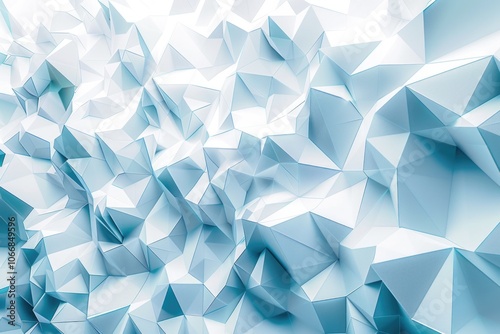 Tech Product Background. Three-Dimensional Geometric Wall in Light Blue and White Tones for Futuristic Presentation