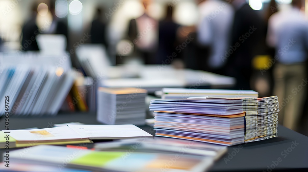 Close-Up of Brochures and Notebooks on Display Table Close-Up of Brochures and Notebooks on Display Table