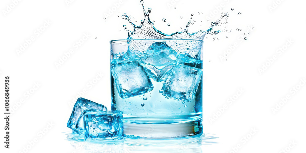 A glass of water with ice cubes in it A glass of water with ice cubes in it