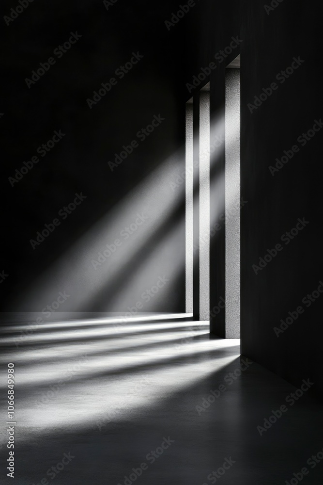 Light Streaks Illuminating Three Open Doorways in a Dark Room Light Streaks Illuminating Three Open Doorways in a Dark Room