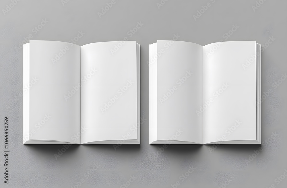 Two Blank Open Books on a Gray Background Two Blank Open Books on a Gray Background