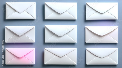 Collection of White Envelopes in a Flat Layout