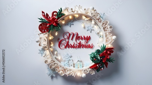 Merry Christmas Wreath Decor Handmade Holiday Design Festive Lights Artwork Winter Wonderland Celebration