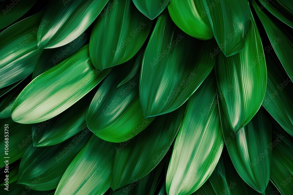 Fresh Stylized 3D Illustration of Green Lemongrass Leaves
