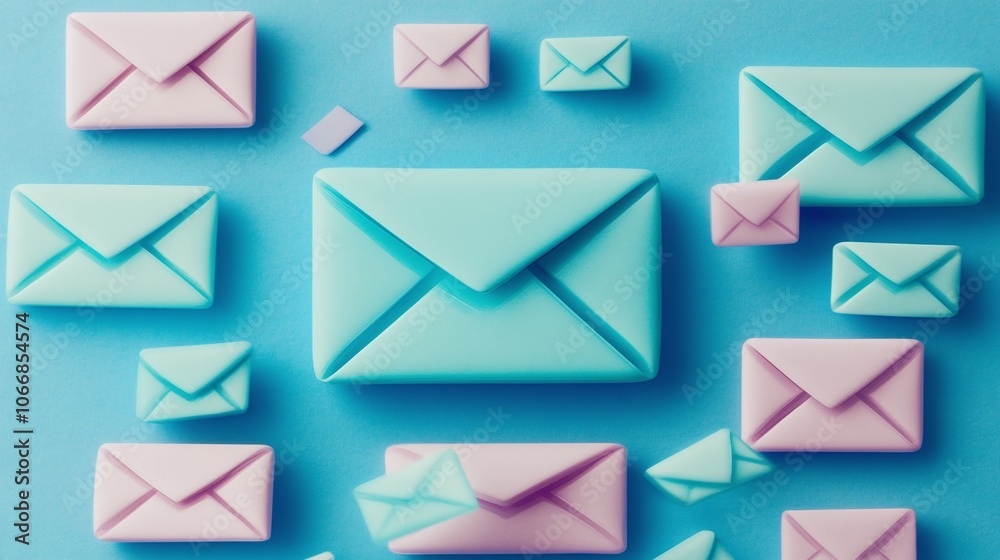 Colorful Email Icons on Blue Background