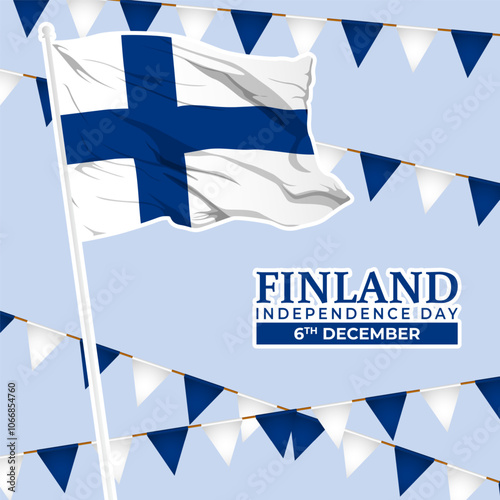 Vector illustration of Finland Independence Day social media template