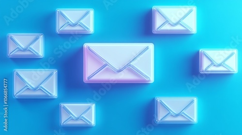 Colorful Email Icons on Bright Background