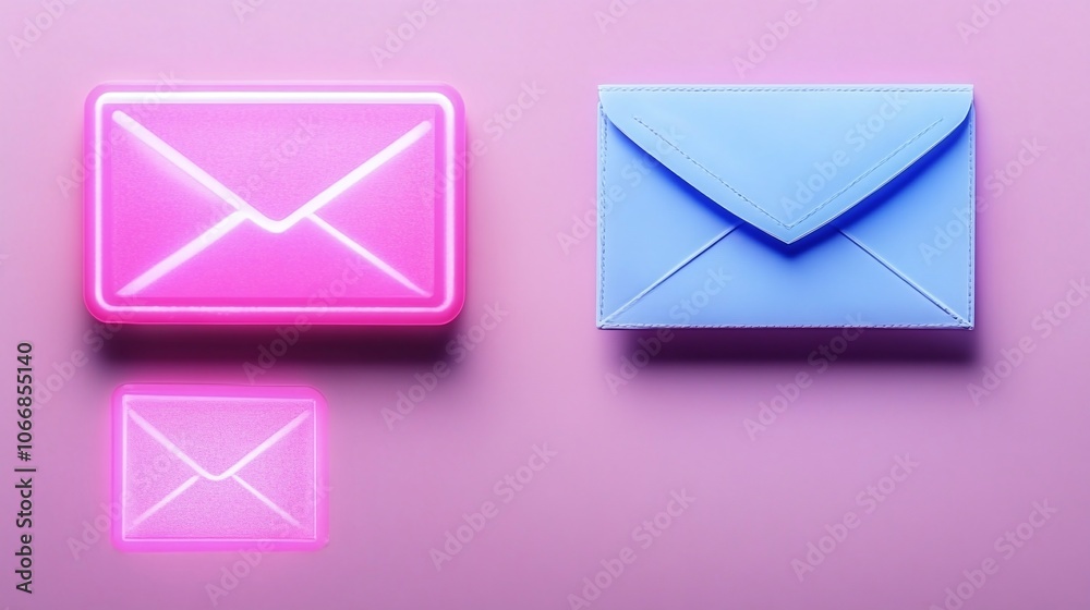 Colorful Email Icons on Soft Background Colorful Email Icons on Soft Background