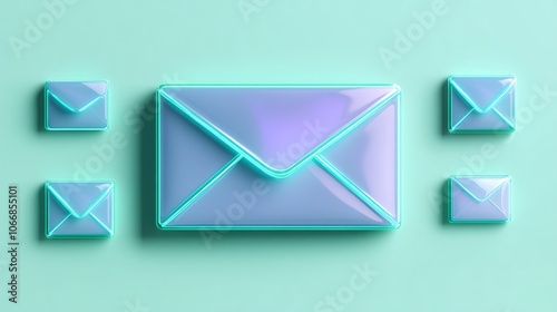 Colorful Email Icons on Minimalist Background