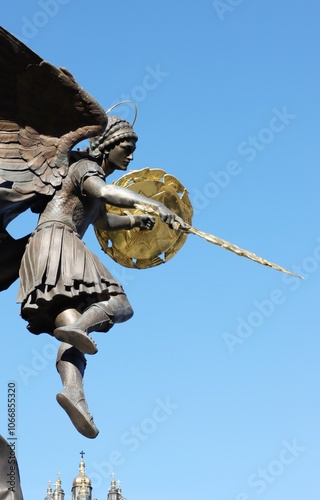 Archangel Michael, the Guardian of Kyiv - Fountain Sculptural Composition, ukraine, statue, sculpture, monument, angel, art, europe, bronze