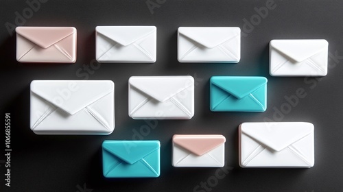 Colorful Mail Icons on Dark Surface