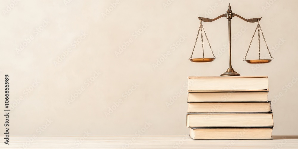 Balance scales on top of stacked books, symbolizing justice and knowledge. Balance scales on top of stacked books, symbolizing justice and knowledge.